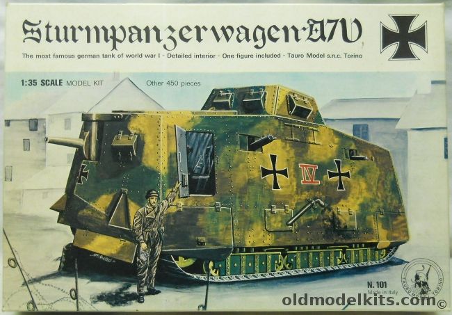 Tauro Model 1/35 Sturmpanzerwagen A7V - World War I Tank Kit with Full Interior, 101 plastic model kit