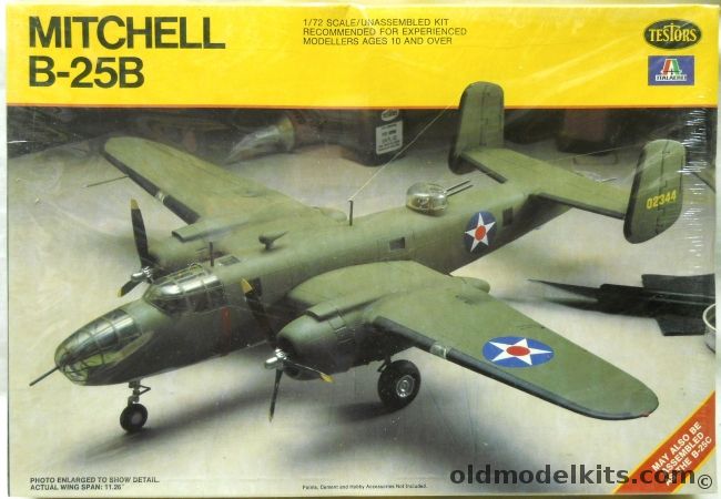 Testors 1/72 North American Mitchell B-25B or B-25C - Dolittle Tokyo Raider or RAF, 861 plastic model kit