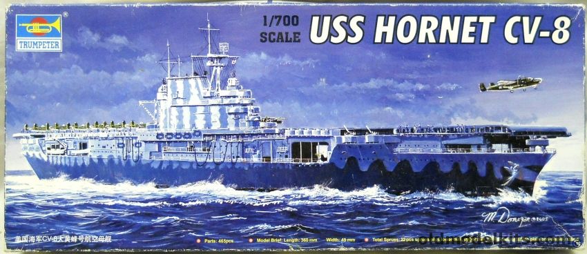 Trumpeter 1/700 USS Hornet CV-8 Aircraft Carrier Doolittle Raid With B-25s, 05727 plastic model kit