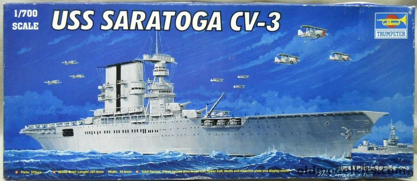 Trumpeter 1/700 CV-3 USS Saratoga Aircraft Carrier 1930s Configuration, 05738 plastic model kit