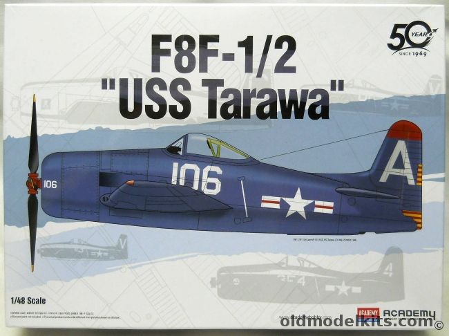 Academy 1/48 F8F-1/2 Bearcat USS Tarawa - US Navy VO1 Commanding Officers Aircraft Of CVG-11s Aicraft On USS Valley Forge CV-45 / VF-111 Sundowner 1949 / VF-3 Felix The Cat 1946 / VF-61 Jolly Rogers USS FDR 1949 - (F8F 1 / F8F-2), 12313 plastic model kit