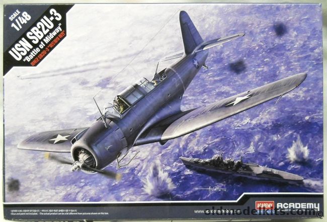 Academy 1/48 SB2U-3 Vindicator Battle Of Midway - James M Marmande VMSB-241 Midway island June 4 1942 / Capt. Richard Flemming Same Unit And Date / VMSB-231 Ewa Field Hawaii Dec 7 1941 - (ex Accurate Miniatures) - (SB2U3), 12324 plastic model kit