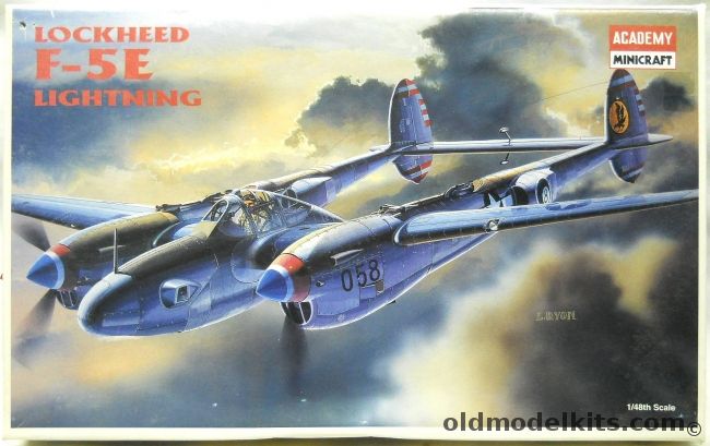 Academy 1/48 Lockheed F-5E Lightning - With True Details Cockpit / True Details Wheel Set / Squadron Crystal Clear Canopy - (P-38), 2149 plastic model kit