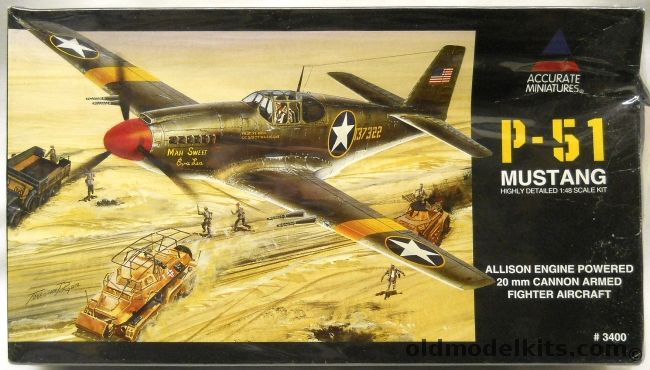 Accurate Miniatures 1/48 P-51 Mustang - Allison Powered with Cannons, 3400 plastic model kit