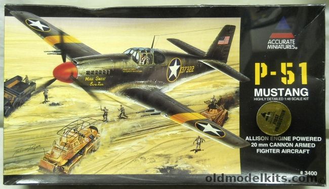 Accurate Miniatures 1/48 P-51 Mustang - Allison Powered with Cannons, 3400 plastic model kit