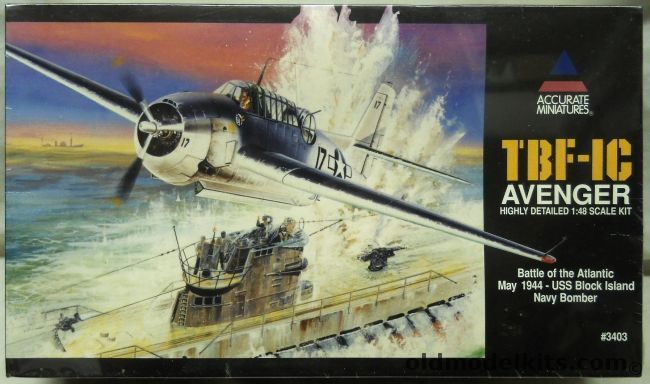 Accurate Miniatures 1/48 Grumman TBF-1C Avenger - Battle of the Atlantic May 1944 USS Block Island (TBF1C), 3403 plastic model kit