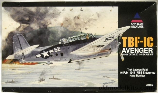 Accurate Miniatures 1/48 TBF-1C Avenger - Truk Lagoon Raid February 16 1944 USS Enterprise (CV6), 3405 plastic model kit