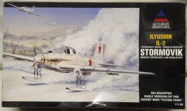 Accurate Miniatures 1/48 Ilyushin IL-2 Stormovik - Straight Wing Single Seat Ski-Equipped  Soviet WWI Flying Tank - Leningrad Front Winter 1942, 3409 plastic model kit