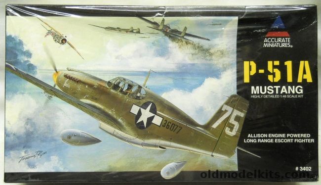 Accurate Miniatures 1/48 North American P-51A Mustang - Allison Powered, 3402 plastic model kit
