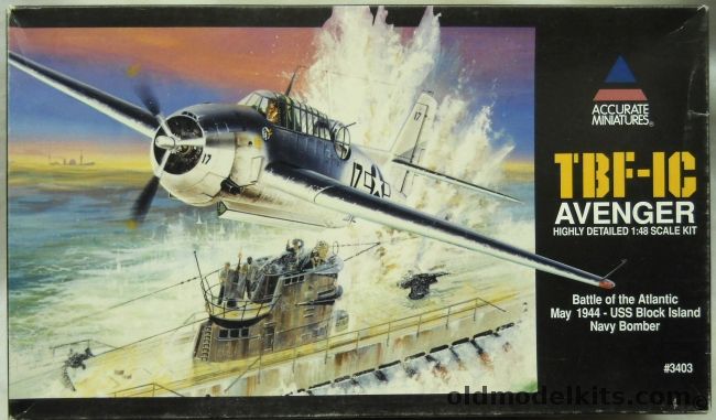 Accurate Miniatures 1/48 Grumman TBF-1C Avenger - Battle of the Atlantic May 1944 USS Block Island, 3403 plastic model kit