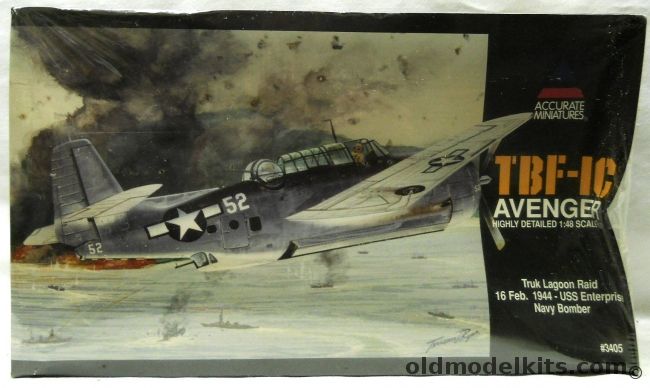 Accurate Miniatures 1/48 TBF-1C Avenger - Truk Lagoon Raid Feb 16 1944 USS Enterprise (CV6), 3405 plastic model kit