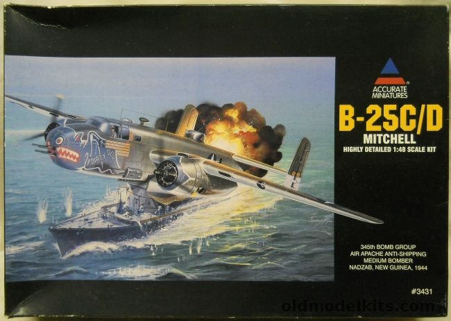 Accurate Miniatures 1/48 B-25C/D Mitchell - 345th Bomb Group 'Dirty Dora' New Guinea 1944 or 7C North Africa - (B-25C B-25D), 3431 plastic model kit