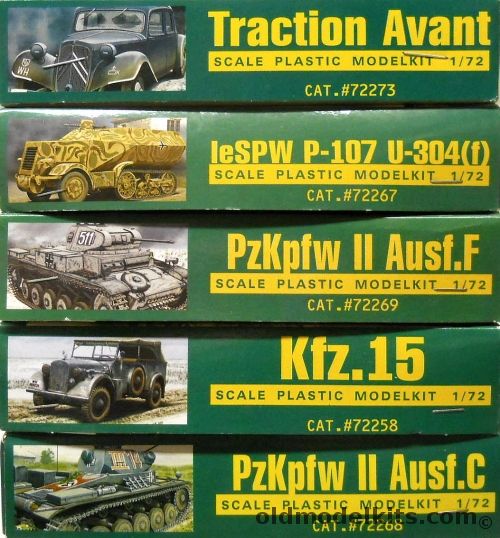 Ace 1/72 Traction Avant 11CV / le SPW P-107 U-304(f) / Pz.Kpfw. II Ausf. F / Kfz.15 Personnel Vehicle / Pz.Kpfw. II Ausf.C, 72273 plastic model kit