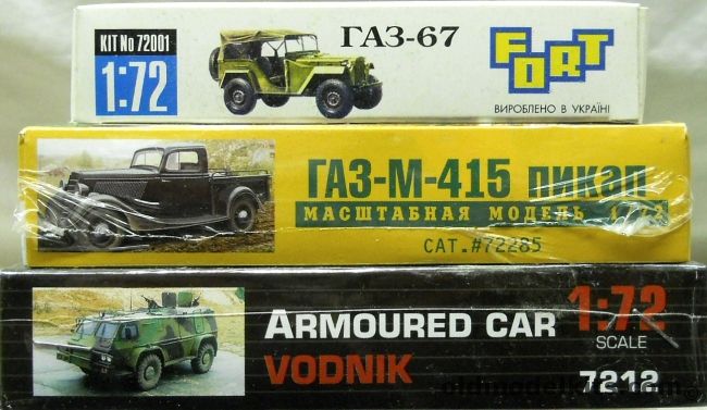 Ace 1/72 Soviet WW2 Pick Up Truck GAZ-M-515 / Fort GAZ-67 WW2 Soviet Staff Jeef / Gran Ltd GAS-393761 Vodnik, 72285 plastic model kit