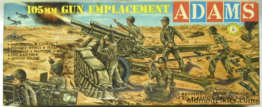 Adams 1/40 105mm Gun Emplacement - Howitzer With 5 Man Crew, K152-98 plastic model kit