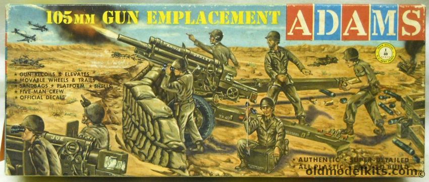 Adams 1/40 105mm Gun Emplacement - Howitzer With 5 Man Crew, K152-98 plastic model kit