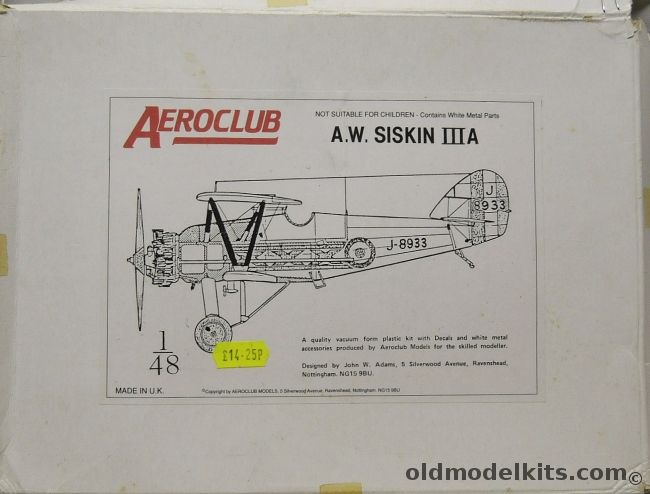 Aeroclub 1/48 A.W. Siskin IIIA - RAF No. 32 Sq 1931 or No. 29 Sq 1928 plastic model kit