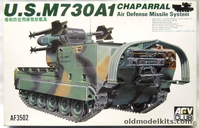 AFV Club 1/35 M730A1 Chaparral Air Defense Missile System - Land-based AIM-9 Sidewinder, AF3502 plastic model kit