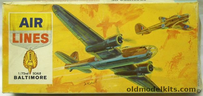 Air Lines 1/72 Martin Baltimore Bomber RAF - (ex Frog), 9800 plastic model kit