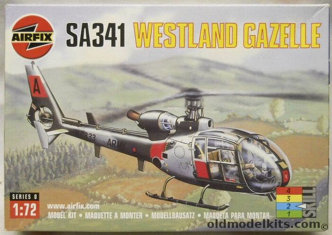 Airfix 1/72 Westland Aerospatiale Sa-341 Gazelle - UK Army or RAF Shawbury, 00059 plastic model kit