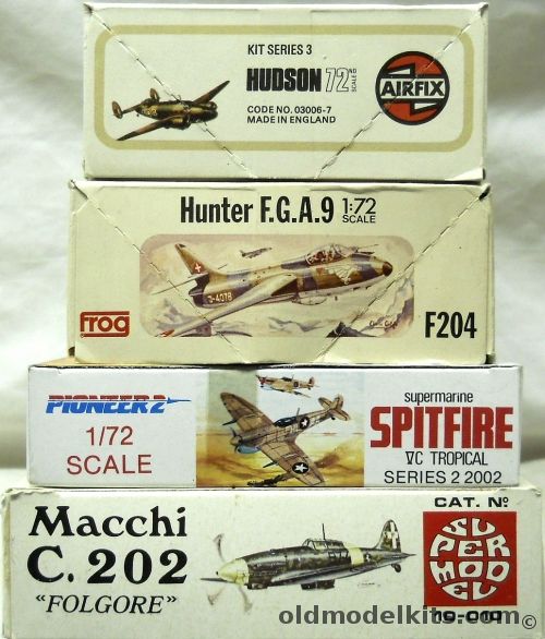 Airfix 1/72 Lockheed Hudson I / Frog Hunter FGA9 / Pioneer 2 Spitfire VC Tropical / THREE Supermodel Macchi C-202 Folgore, 03006-7 plastic model kit