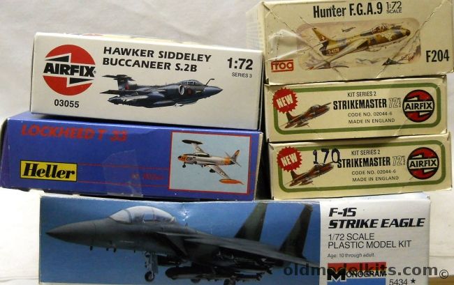 Airfix 1/72 HS Buccaneer S.2B / THREE Strikemaster / TWO Frog Hunter FGA.9 / Heller T-33 / Monogram F-15E Strike Eagle, 03055 plastic model kit