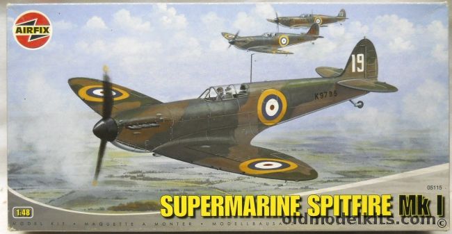 Airfix 1/48 Supermarine Spitfire Mk.I Or Mk.IIa   - Mk.I RAF Duxford No.19(F) Squadron August 1938 / Mk.IIa RAF Ivesley No.118 Sq A Flight May 1941, 05115 plastic model kit