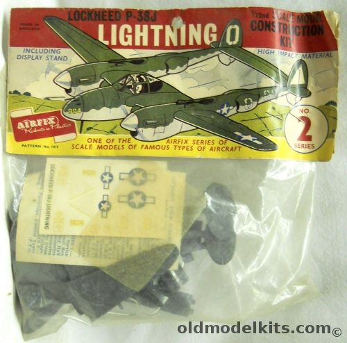 Airfix 1/72 Lockheed P-38J Lightning - First Logo Issue Bagged, 1415 plastic model kit