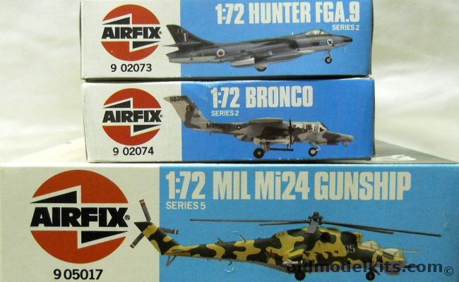 Airfix 1/72 Hawker Hunter FGA.9 / Rockwell OV-10D Bronco / TWO Mil Mi-24 Hind, 902073 plastic model kit