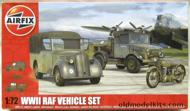 Airfix 1/72 WWII RAF Vehicle Set - Standard Light Utility Vehicle Tilly / BSA M20 Motocycle / Bedford MWD Light Truck or MWC Water Carrier, A03311 plastic model kit