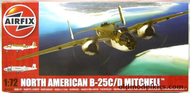 Airfix 1/72 North American B-25C/D Mitchell - B-25D Lady Jane 23rd Antisubmarine Sq Tampa FL July 1943 / B-25C Desert Warrior 8st Bomb Sq (Medium) 12th Group Bolling Field Washington DC July 1943, A06015 plastic model kit