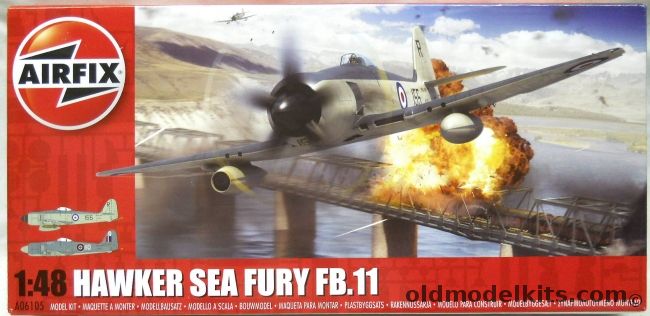 Airfix 1/48 Hawker Sea Fury FB.11 - No 801 Naval Air Squadron HMS Glory Korean War 1952 / 802nd Naval Air Squadron  RNAS Eglinton Northern Ireland 1948, A06105 plastic model kit