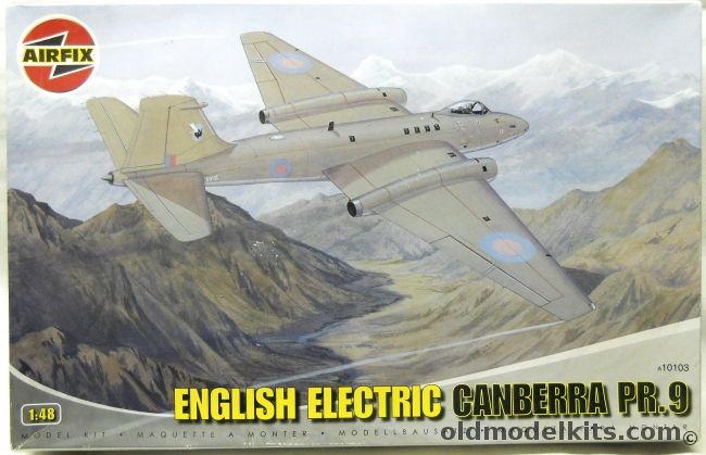 Airfix 1/48 English Electric Canberra PR.9 - RAF Marham No.39 Sq July 2006 / RAF Wyton No.1 PRU November 1985 / Chile Groupo 2 Los Cerrillos Air Base 1983 / RAF Wyton No.58 Sq September 1963, A10103 plastic model kit