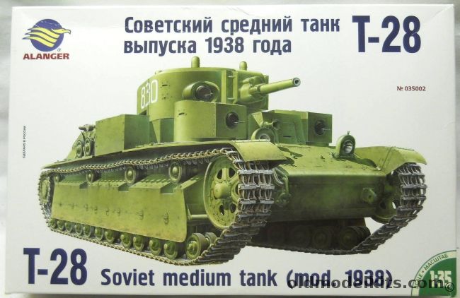 Alanger 1/72 T-28 Soviet Medium Tank - Model 1938, 035002 plastic model kit