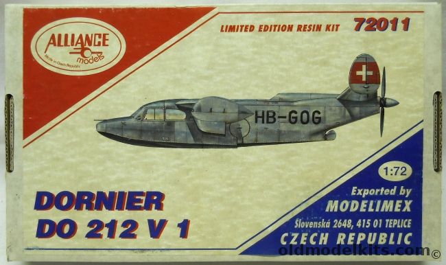 Alliance 1/72 Dornier Do-212 V-1, 72011 plastic model kit