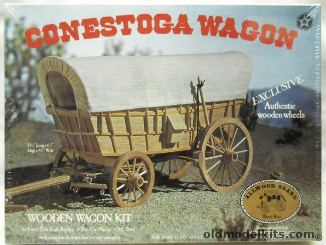 Allwood Brand 1/16 Conestoga Wagon - Wooden Wagon Kit, 5012 plastic model kit