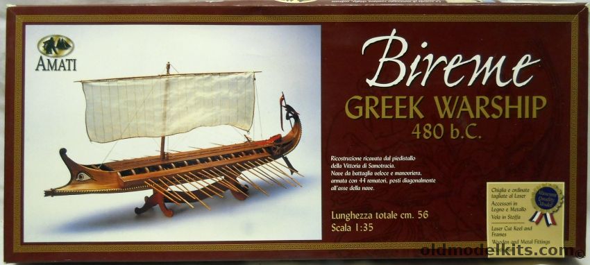 Amati 1/35 Bireme Greek Warship 480 BC - 56 cm Long Wooden Ship Model, 1404 plastic model kit