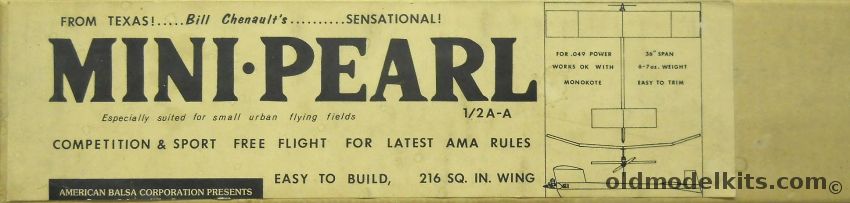 American Balsa Corporation Mini Pearl - Bill Chenaults 36 Inch Wingspan Gas Competition & Sport Free Flight Aircraft plastic model kit