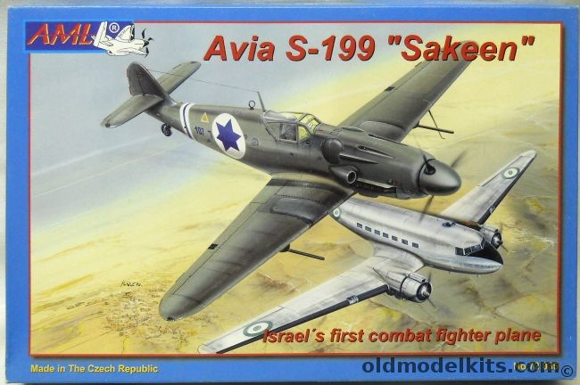 AML 1/72 Avia S-199 Sakeen - Isreal's First Combat Fighter Aircraft - Ekron Air Base May/June 1948 / Hertzelia AB June/July 1948 / Another Same AB June 1948 / AB Unknown January 1949 / William Pomerantz Sept 1948 Hertzelia AB / 101.tayset Chel Ha-Avir Hertzelia Ju, 72-035 plastic model kit