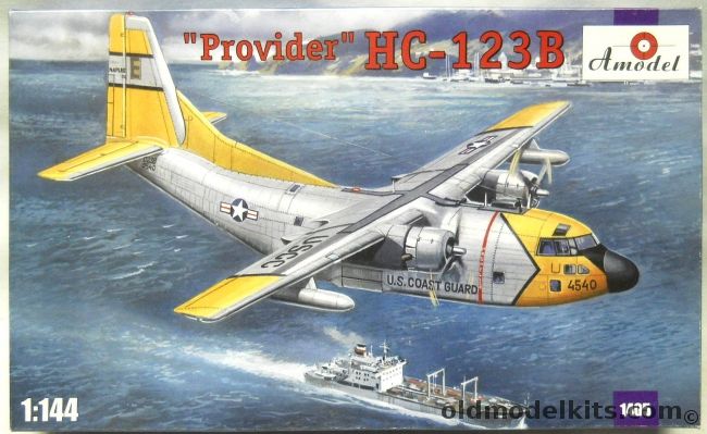 Amodel 1/144 HC-123B Provider - US Coast Guard Base At Naples Italy 1958 / US Coast Guard Honolulu Hawaii, 1405 plastic model kit