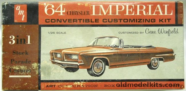 AMT 1/25 1964 Chrysler Imperial 2 Door Convertible - 3 in 1 Customizing Kit - Stock / Custom / Parade, 6814-150 plastic model kit