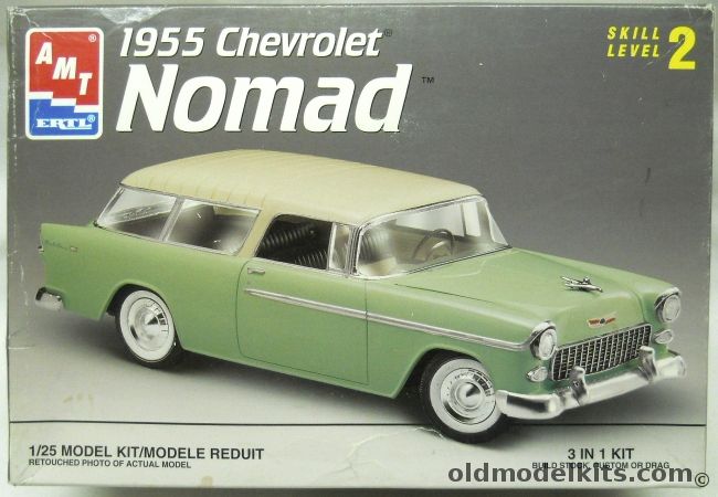 AMT 1/25 1955 Chevrolet Nomad - 3 in 1 Kit - Stock Wagon / Drag Wagon / Custom Pickup Truck, 8320 plastic model kit