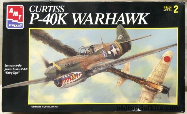 AMT 1/48 Curtiss P-40K Warhawk - With True Details Resin Cockpit - Major Ed Hollmeyer 16th FS Kunming China 1943, 8794 plastic model kit