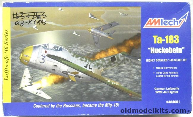 Amtech 1/48 Focke-Wulf Ta-183 Huckebein - With Quickboost Intake And Exhaust, 484601 plastic model kit