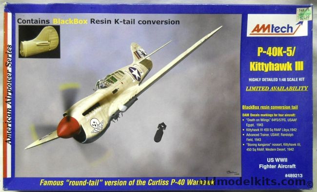 Amtech 1/48 Curtiss P-40 K-5 KittyHawk III - (P40K5), 489213 plastic model kit