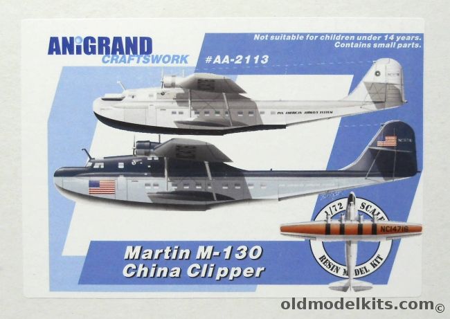 Anigrand 1/72 Martin M-130 China Clipper - Pan Am Civil Or Military, AA2113 plastic model kit