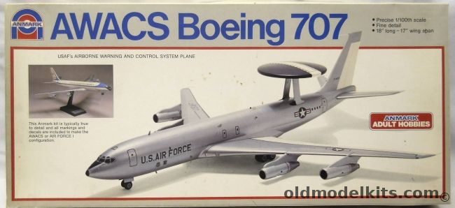 Anmark 1/100 AWACS Boeing 707 E3A or Air Force 1 - Boeing 707-32B (VC-137) - With Clear Fuselage Section & Engine Parts and Interior Details - (ex Nitto Entex), 7522 plastic model kit