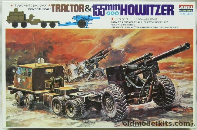 Arii 1/48 Tractor and 155mm Howitzer - Motorized - (Long Tom), 500-28 plastic model kit