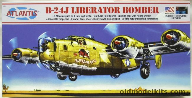 Atlantis 1/92 B-24J Liberator Bomber - Buffalo Bill - (ex Revell), H218 plastic model kit