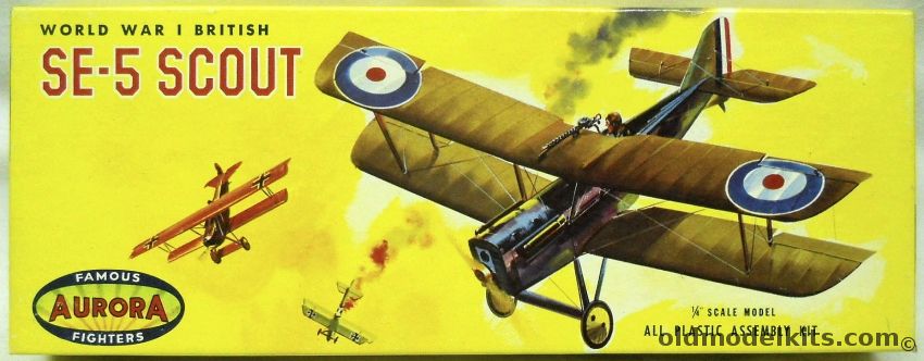 Aurora 1/48 British SE-5 Scout - Without Parents Magazine Seal - Yellow Box Issue, 103-79 plastic model kit